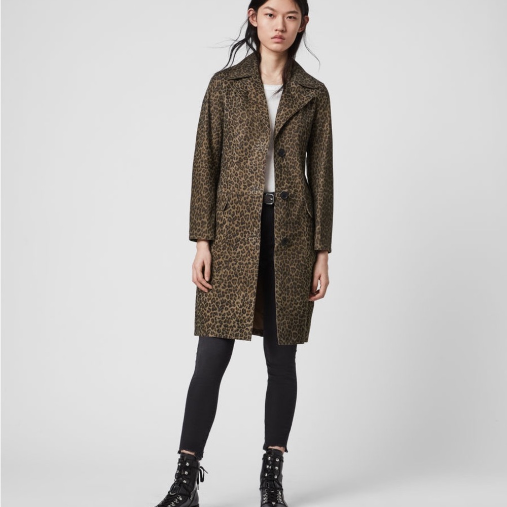 All Saints Leopard Print 100% lamb leather coat (8)